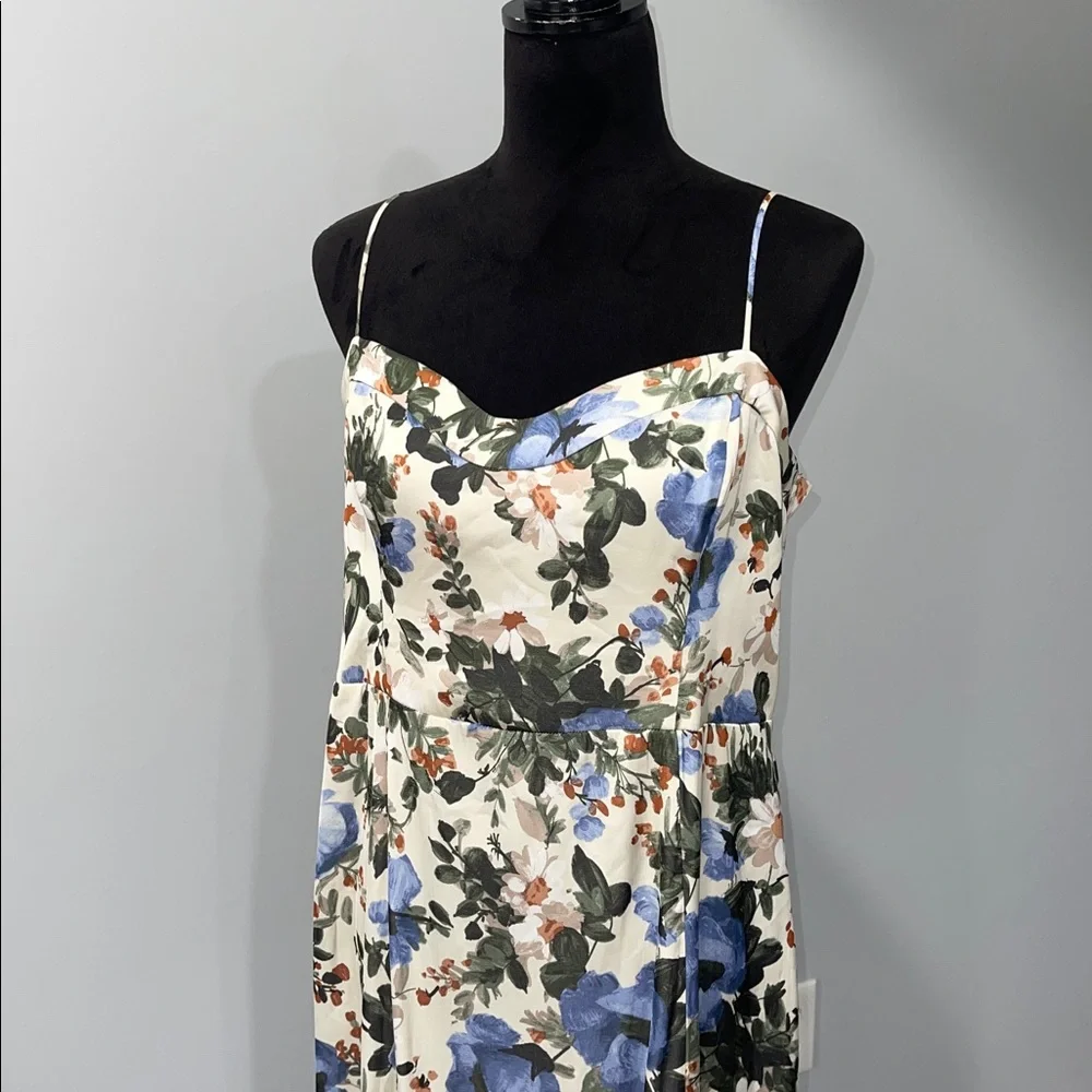 Abercrombie & Fitch Camille Dress cream blue green floral print size Large women - Picture 3 of 16